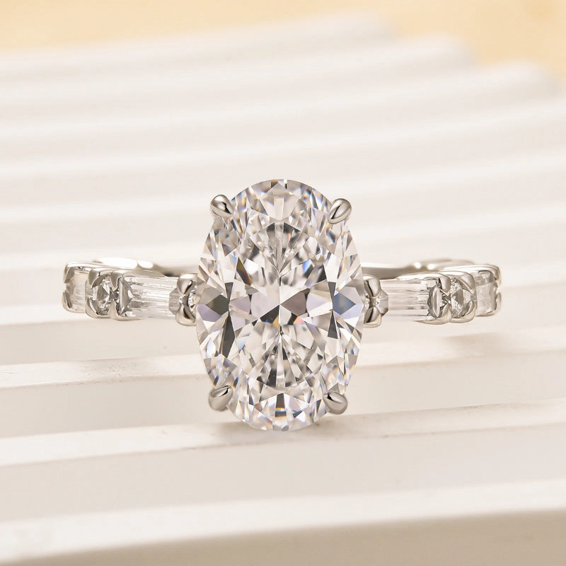 Louily Fashion 3.5Ct Oval Cut Travel Ring For Women Gloss Touch Graceful Lines