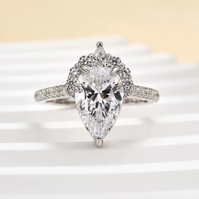 Louily Lovely White Gold 2.5Ct Pear Cut Engagement Ring holiday season