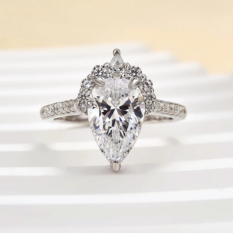 Louily Lovely White Gold 2.5Ct Pear Cut Engagement Ring holiday season