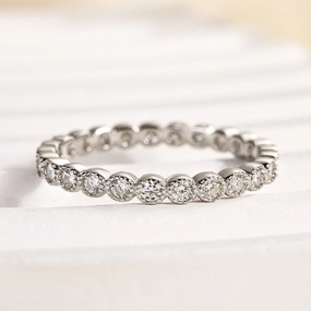 Louily Moissanite 0.5 Ct Round Cut Pave Wedding Band Unique Look