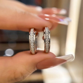 Louily Moissanite Classic Round Cut Curved Stud Earrings Timeless Impression