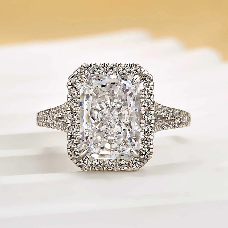 Muted Finish Holiday Gift Louily Noble Halo Radiant Cut Split Shank Engagement Ring