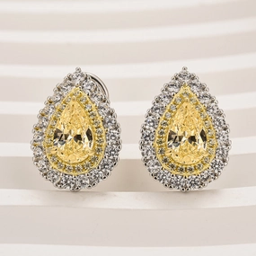 Louily Yellow Stone Pear Cut Women's Stud Earrings Timeless Grace Chic Accessory