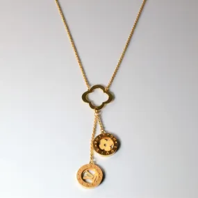 Louis Vuitton' Gold Lariat Necklace | 16" | Soft Reflection Simple Look
