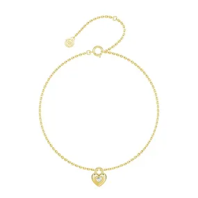 Love Lock Heart Bracelet with Solitaire Moissanite Charm Precious Shine Sophisticated Finish