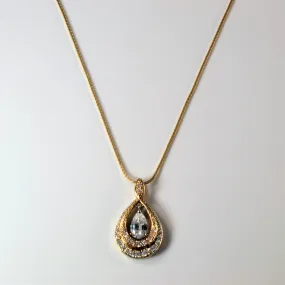 Unique Ornament Sleek Feature Pear Diamond Halo Necklace | 1.02ctw | 17" |