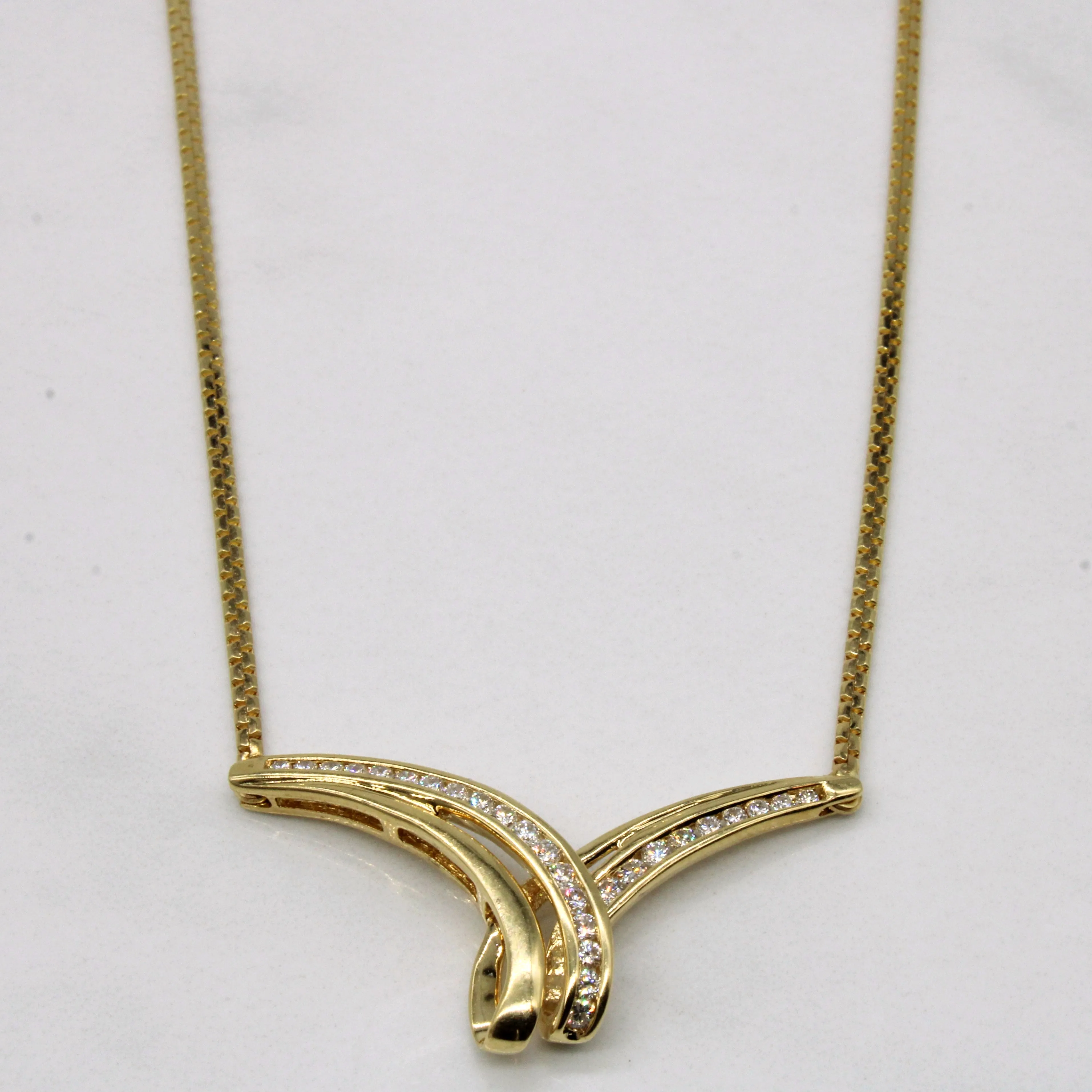 Channel Set Diamond Necklace | 0.21ctw | 16" | Workwear Style Soft Detail