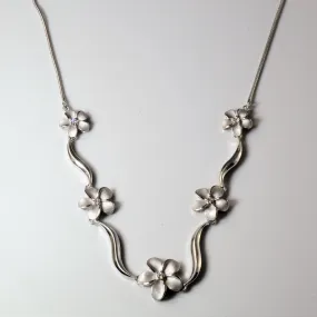 Soft Focus White Gold Diamond Plumeria Necklace | 0.10ctw | 18" |