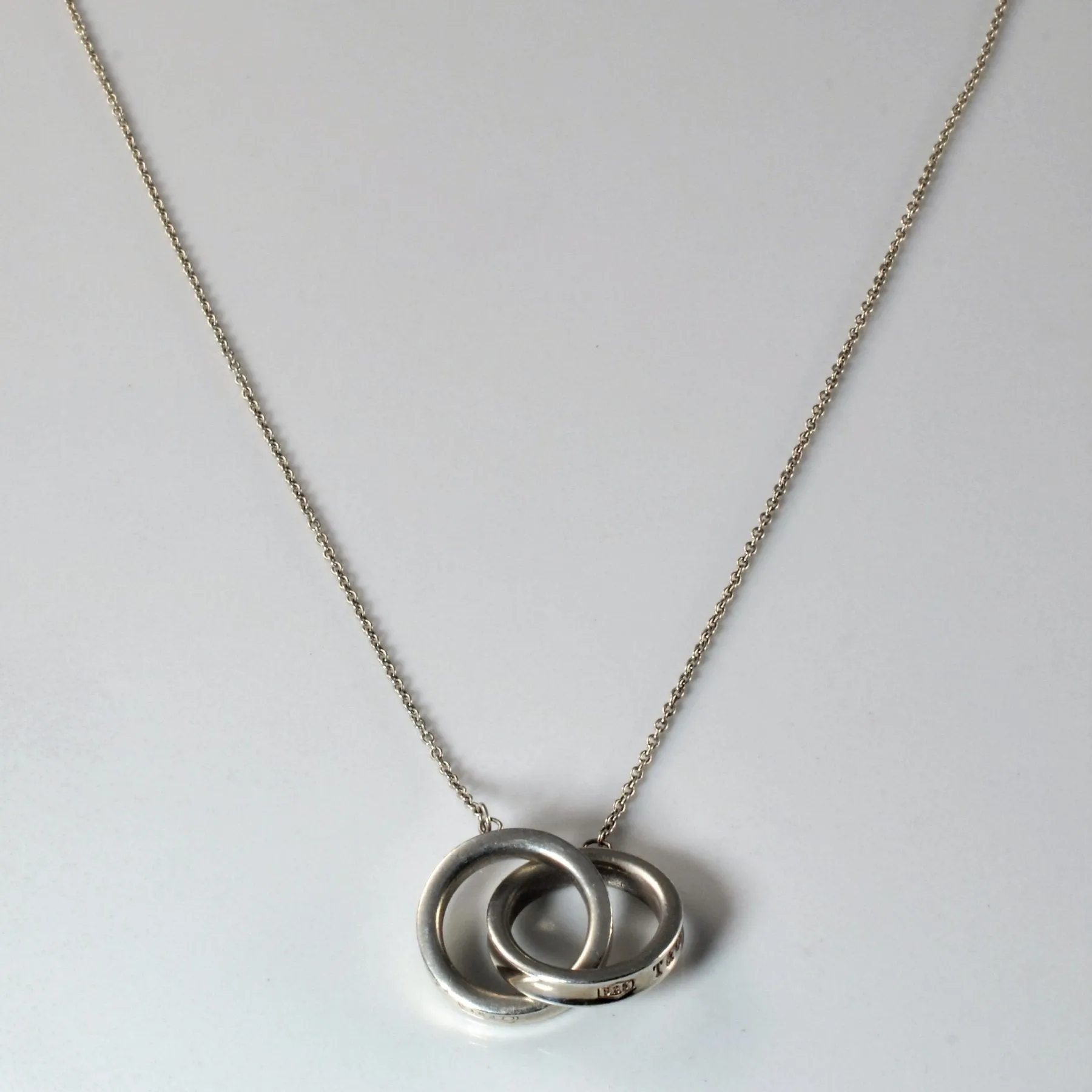 Delicate Highlight Retro Vibe 'Tiffany & Co.' Tiffany 1837? Interlocking Circles Pendant
