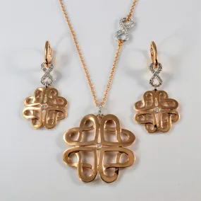 Gentle Radiance Intertwined Rose Gold Diamond Necklace & Earrings Set | 0.68ctw | 17" |