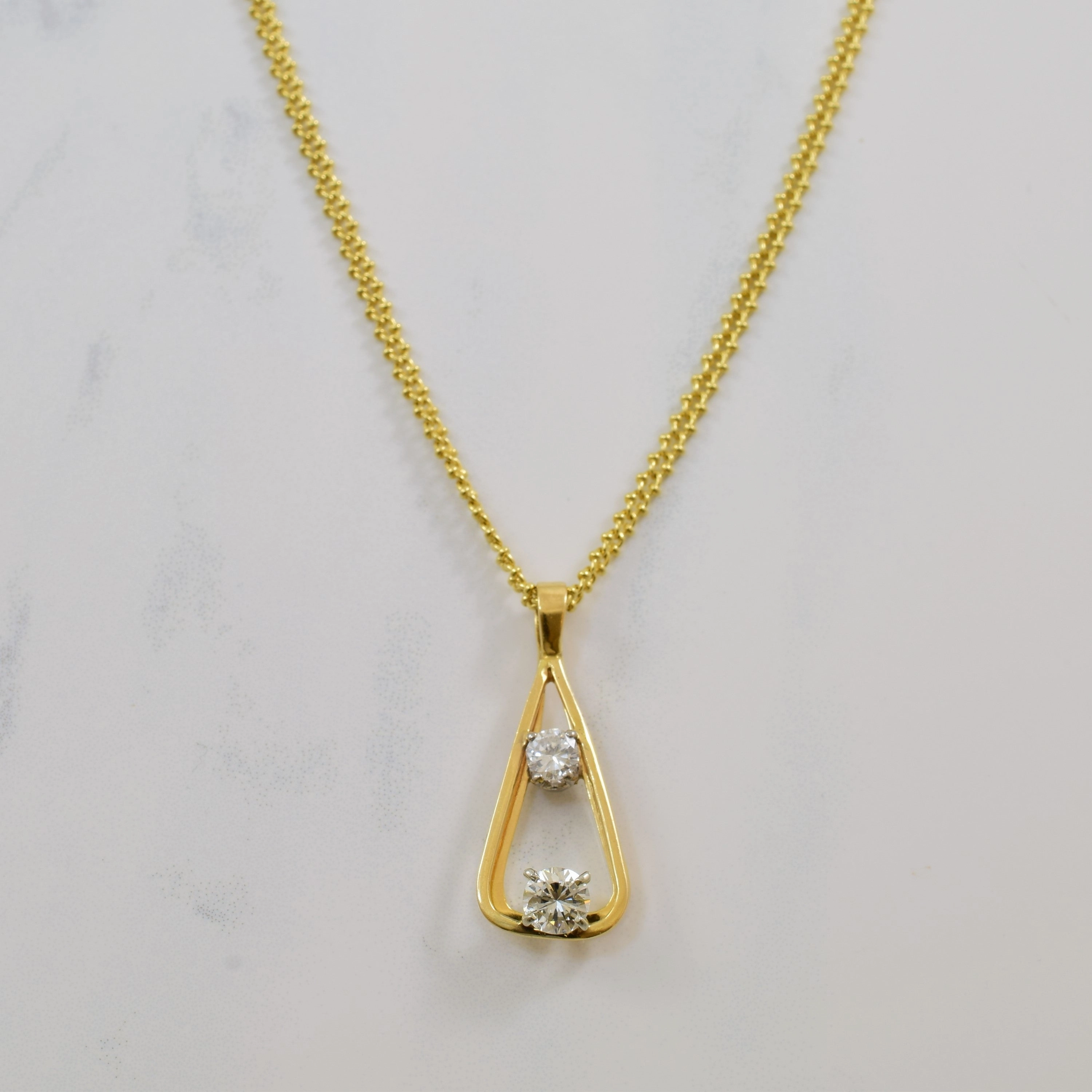 Two Stone Diamond Pendant | 0.78ctw | 16" | Handcrafted Form