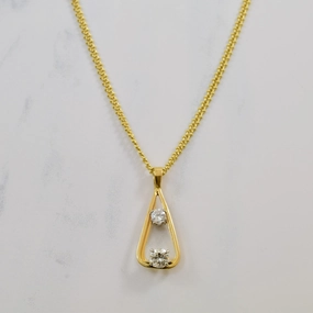 Two Stone Diamond Pendant | 0.78ctw | 16" | Handcrafted Form