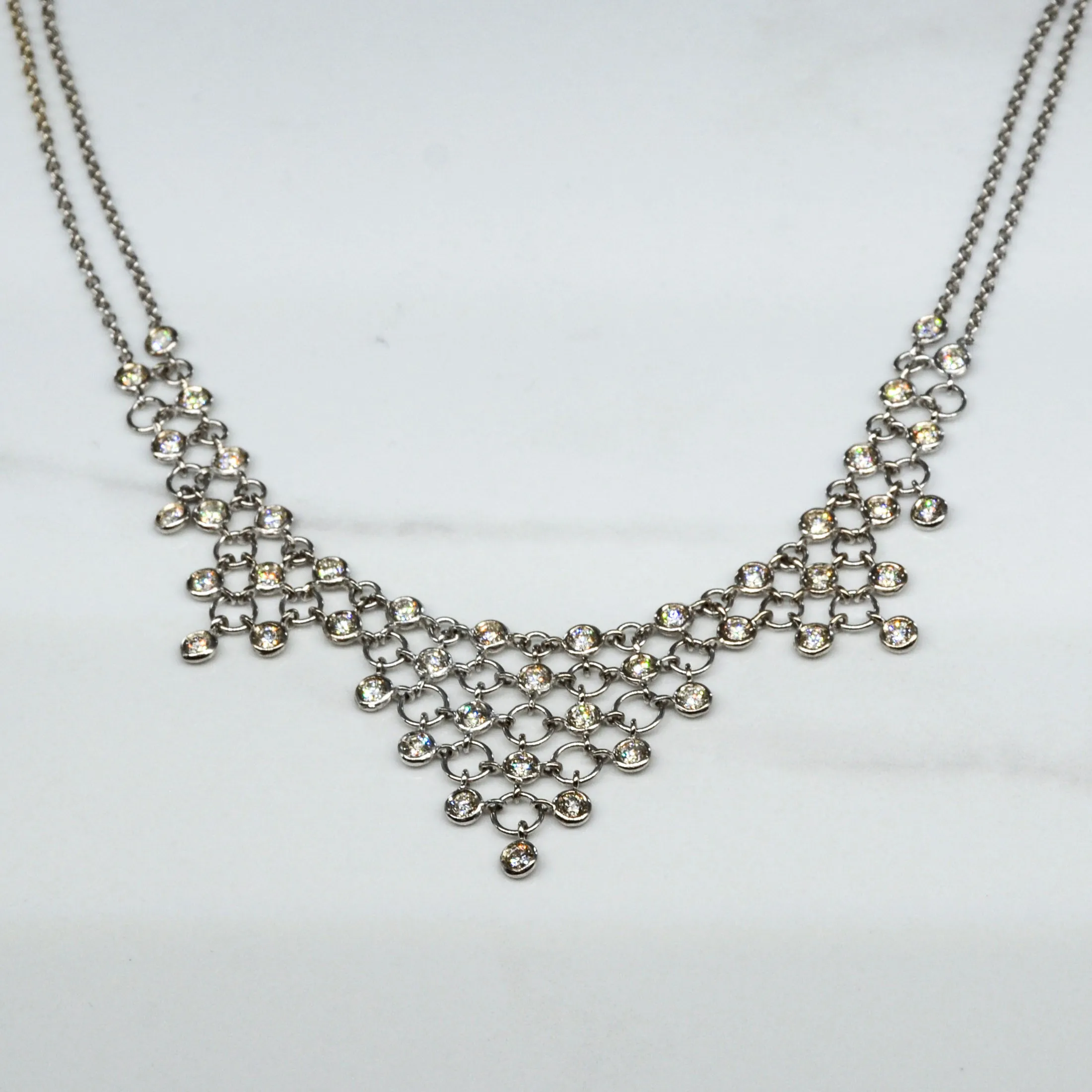 Sparkling finish Unique Style Diamond Chain Mail Necklace | 2.70ctw | 17" |
