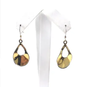 Gold Plated Sterling Silver Teardrop with Diamond Cut Edge Earrings Glittery Trinket Office Ornament