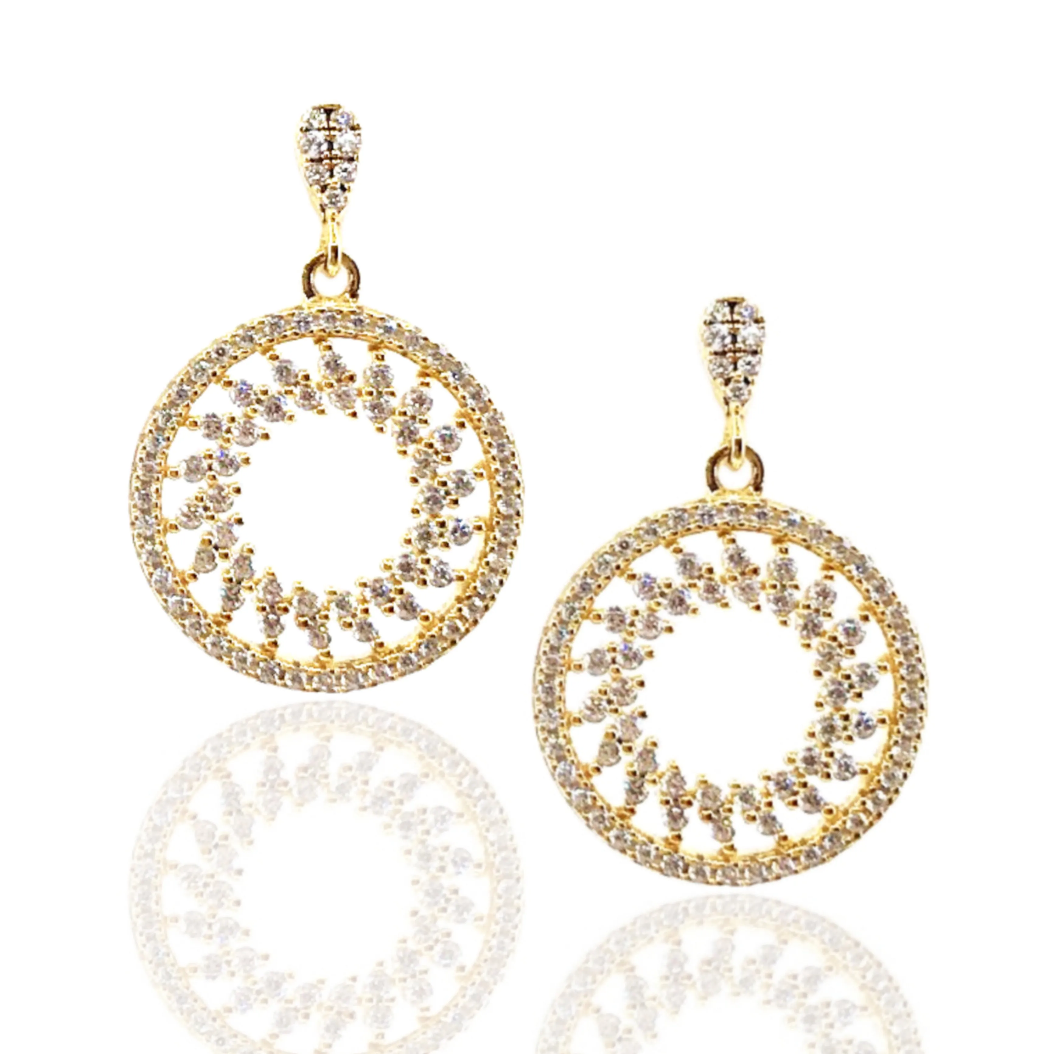 Sterling Silver Circle MicroPave Earrings Exquisite Look winter accessory