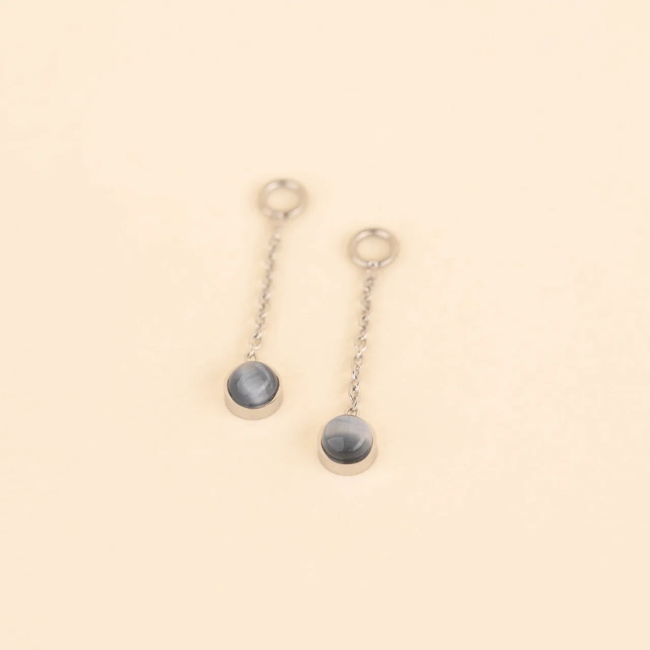 Round Stone Dangle Huggie Hoop Charms Vintage Vibe