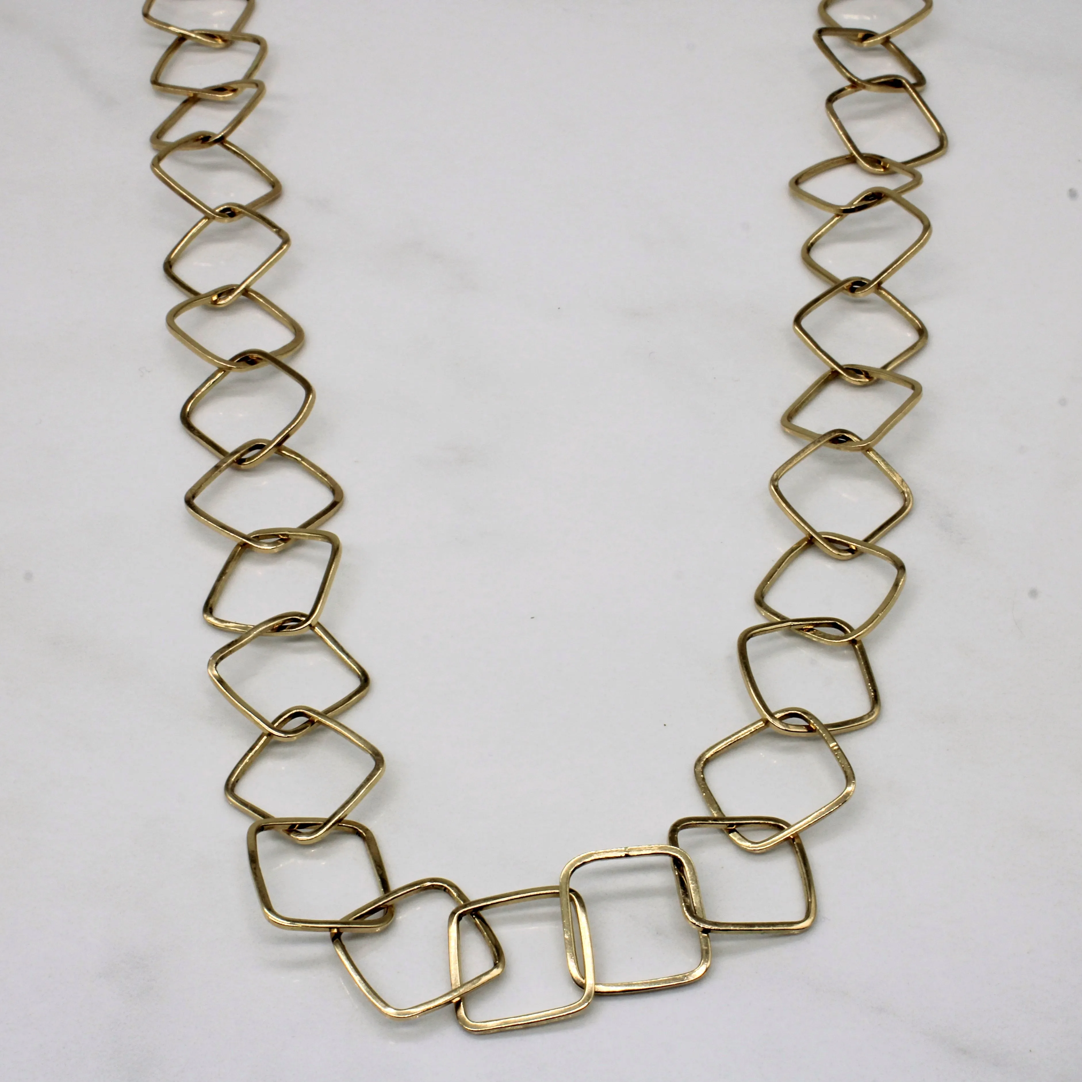 10k Yellow Gold Soft Square Link Necklace | 28" | Contemporary Detail