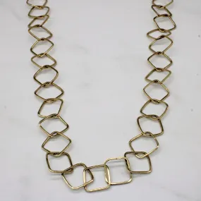 10k Yellow Gold Soft Square Link Necklace | 28" | Contemporary Detail