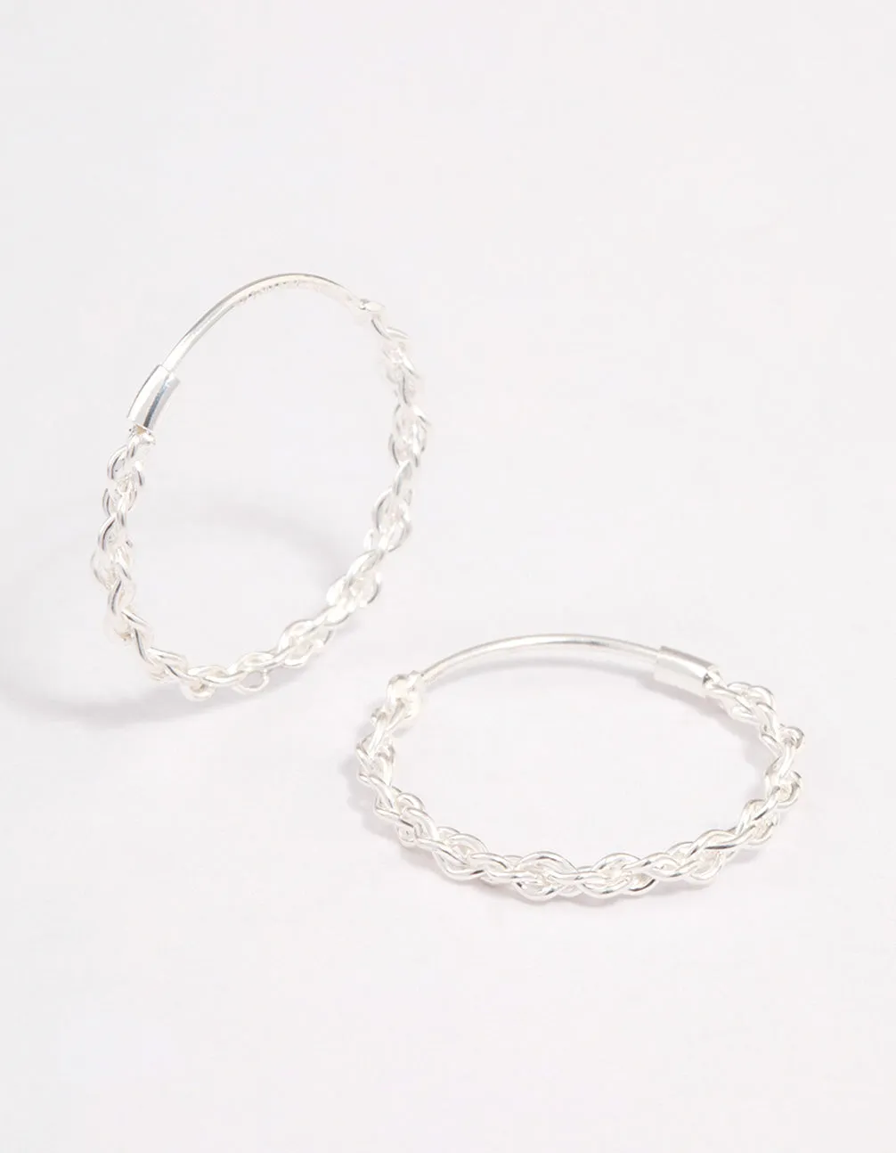 Sterling Silver Chain Hoop Earrings Luxury Glow Bright Shine