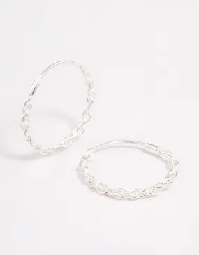 Sterling Silver Chain Hoop Earrings Luxury Glow Bright Shine