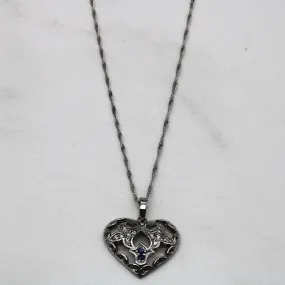 Diamond & Sapphire Heart Pendant Necklace | 0.11ctw, 0.05ctw | 18" | Glowing Accent Classic Layers