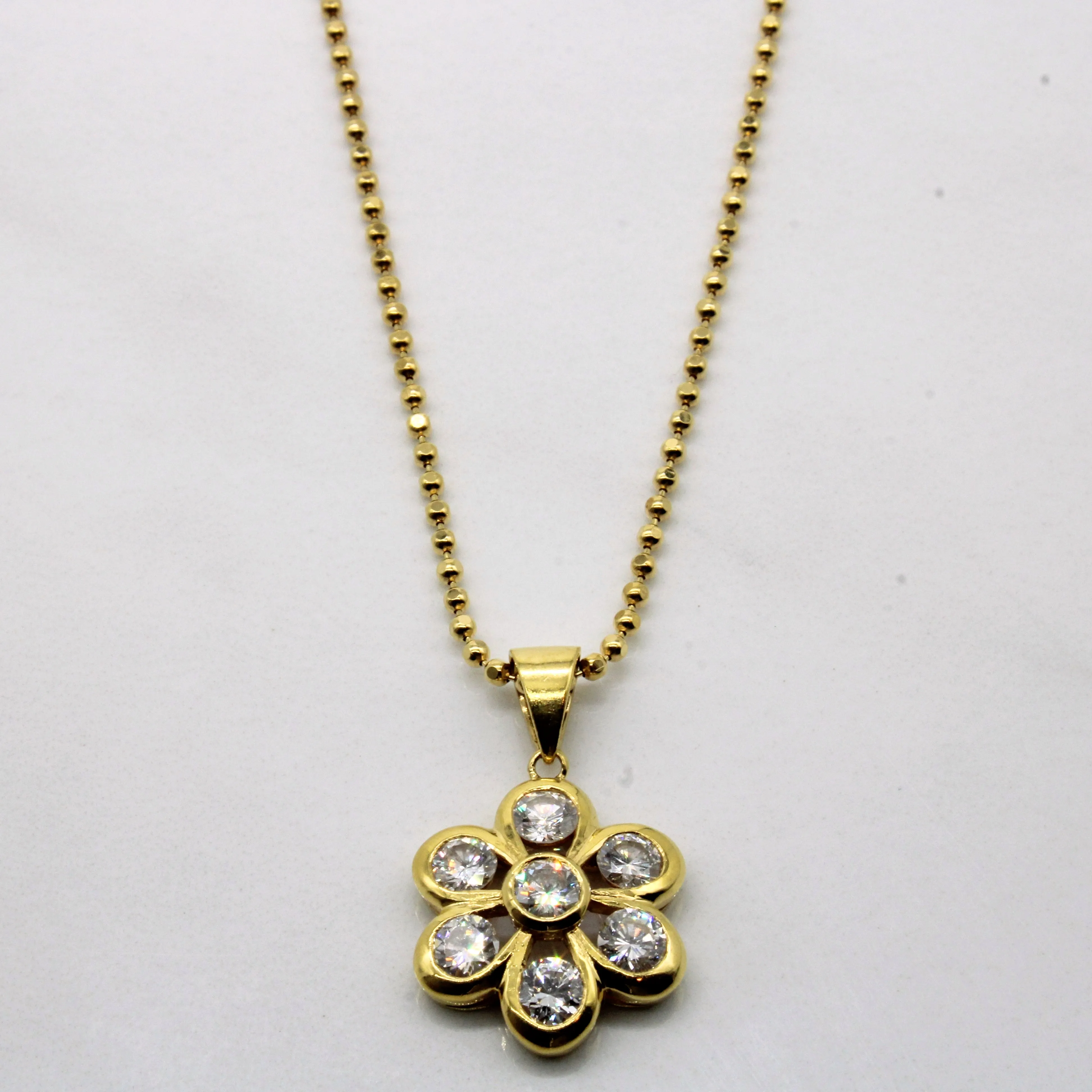 Diamond Flower Shaped Necklace | 1.02ctw | 16" | Daywear Fit Timeless Piece