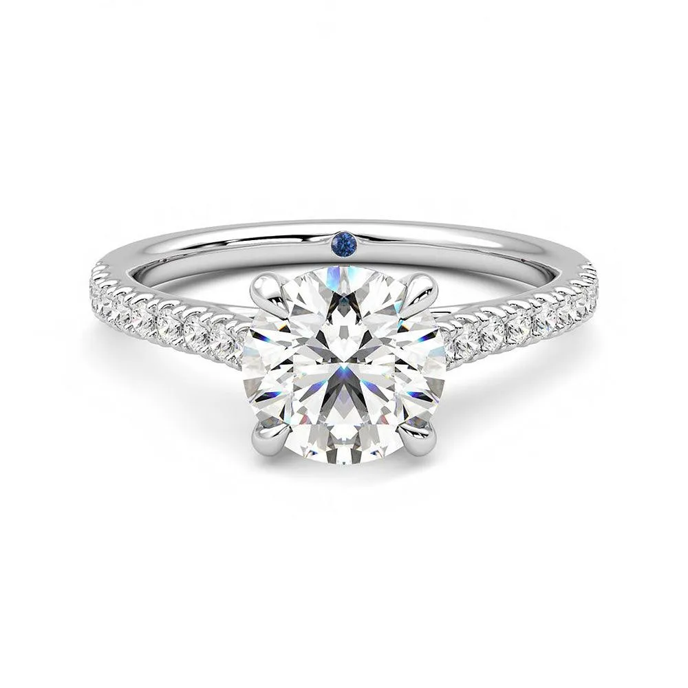 Round Moissanite Engagement Ring with Hidden Anniversary Stone and Pav?? Accents Versatile Present