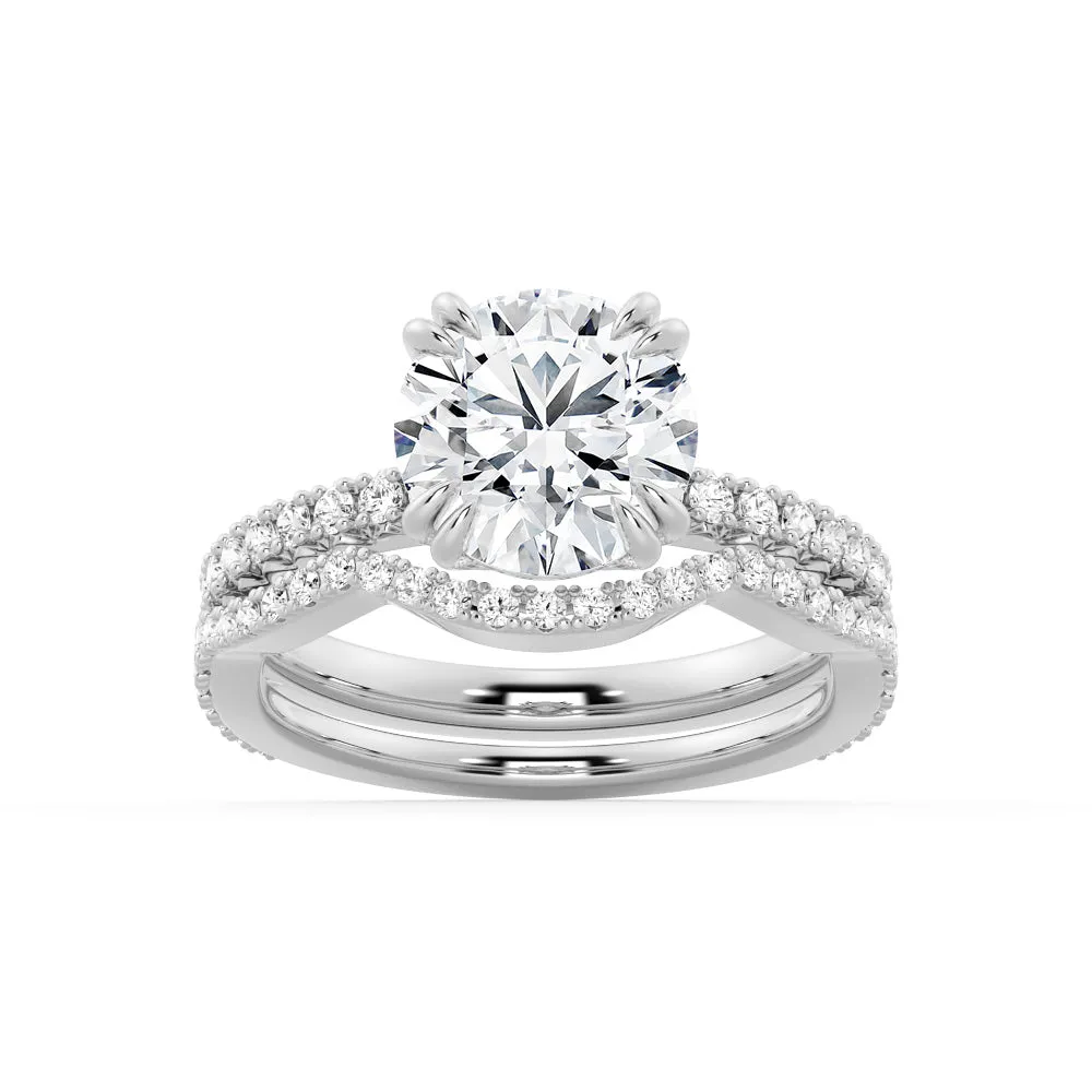 Solitaire Round Cut Engagement Ring Set With Matching Wedding Band Special Gift