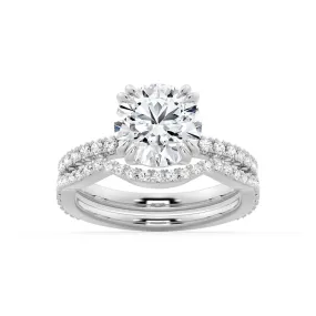 Stylish Gift Solitaire Round Cut Engagement Ring Set With Matching Wedding Band