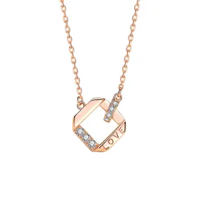 Rose Gold Plated Sterling Silver CZ Rhombus Necklace for work Fresh Look