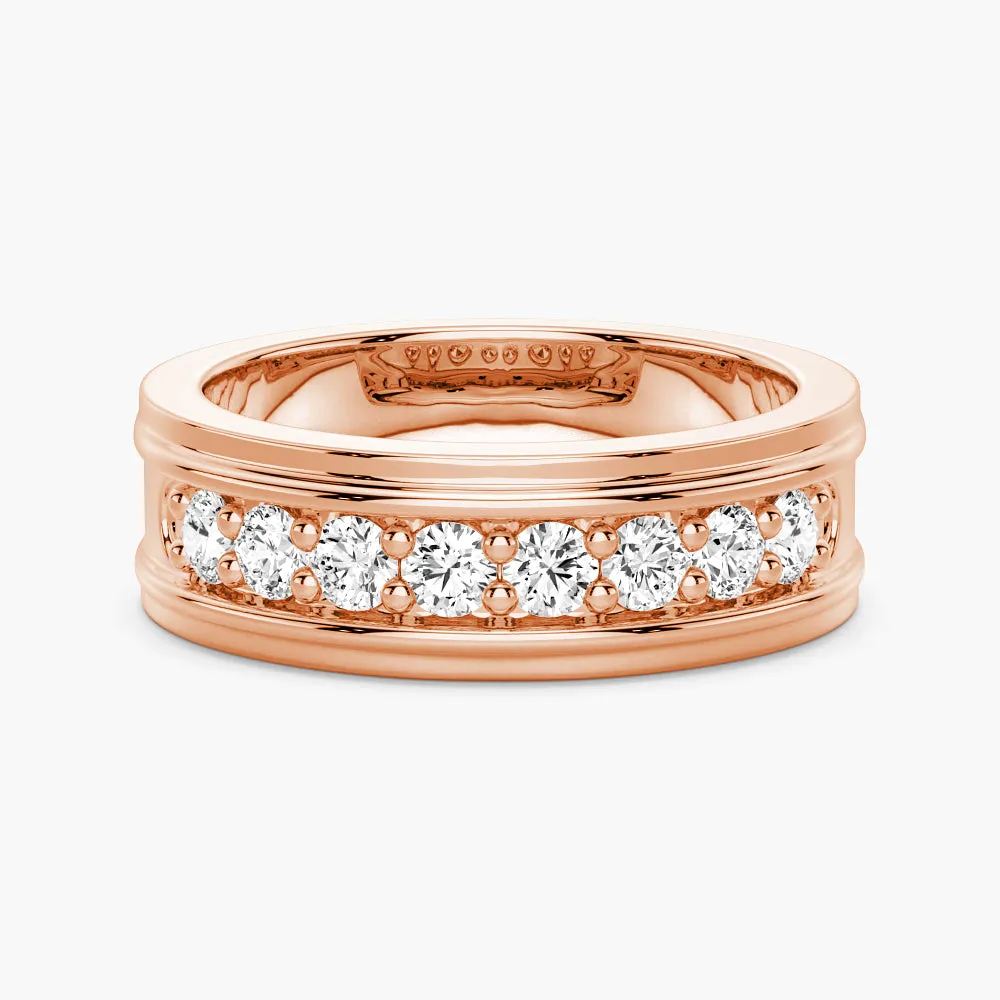 6mm Channel Set Moissanite Men's Wedding Band Lively Accent Fresh Touch