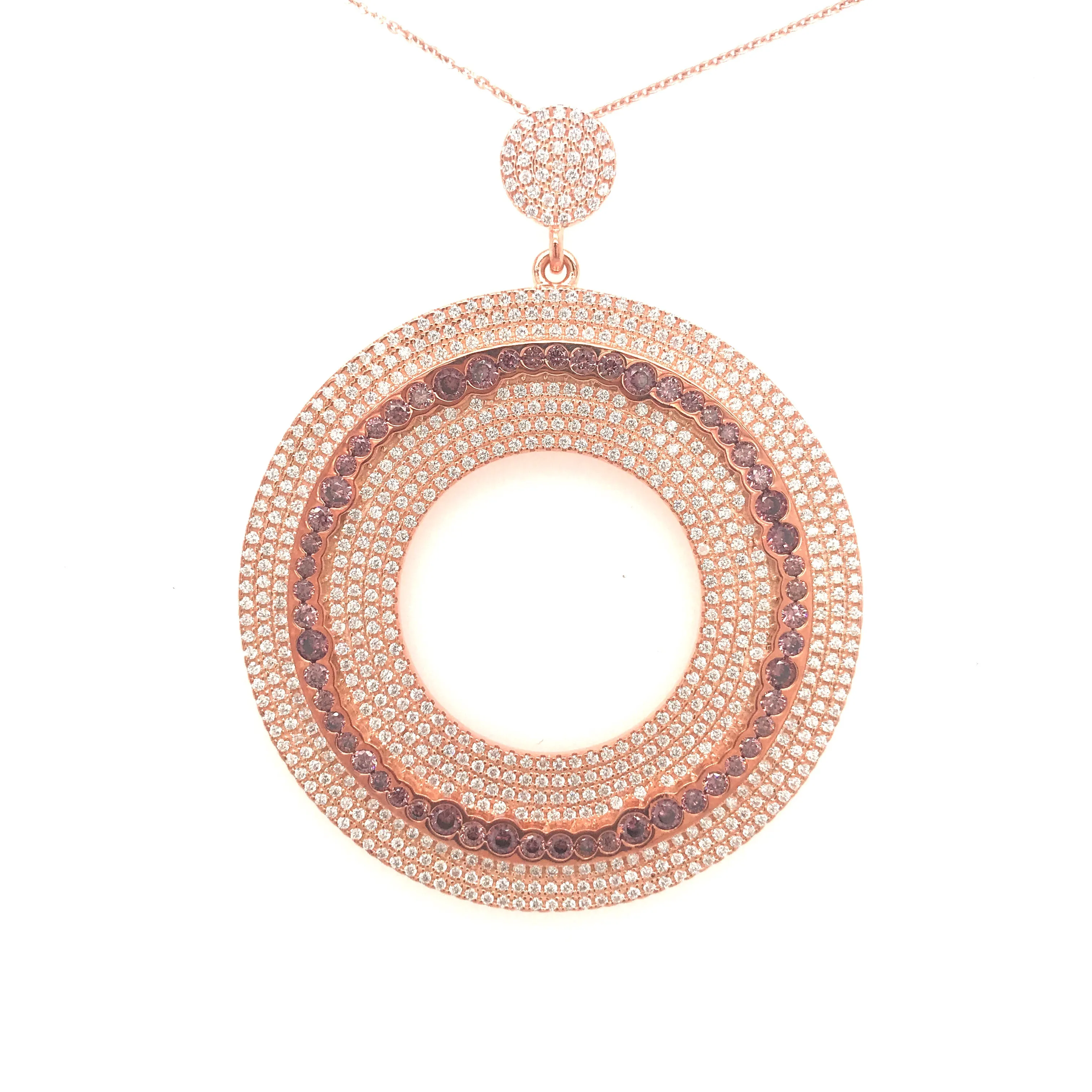 New collection Sterling Silver Micropave Circle Pendant Necklace