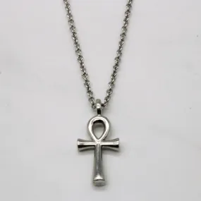Platinum Ankh Pendant Necklace | 18" | Gift Box Ornate Design