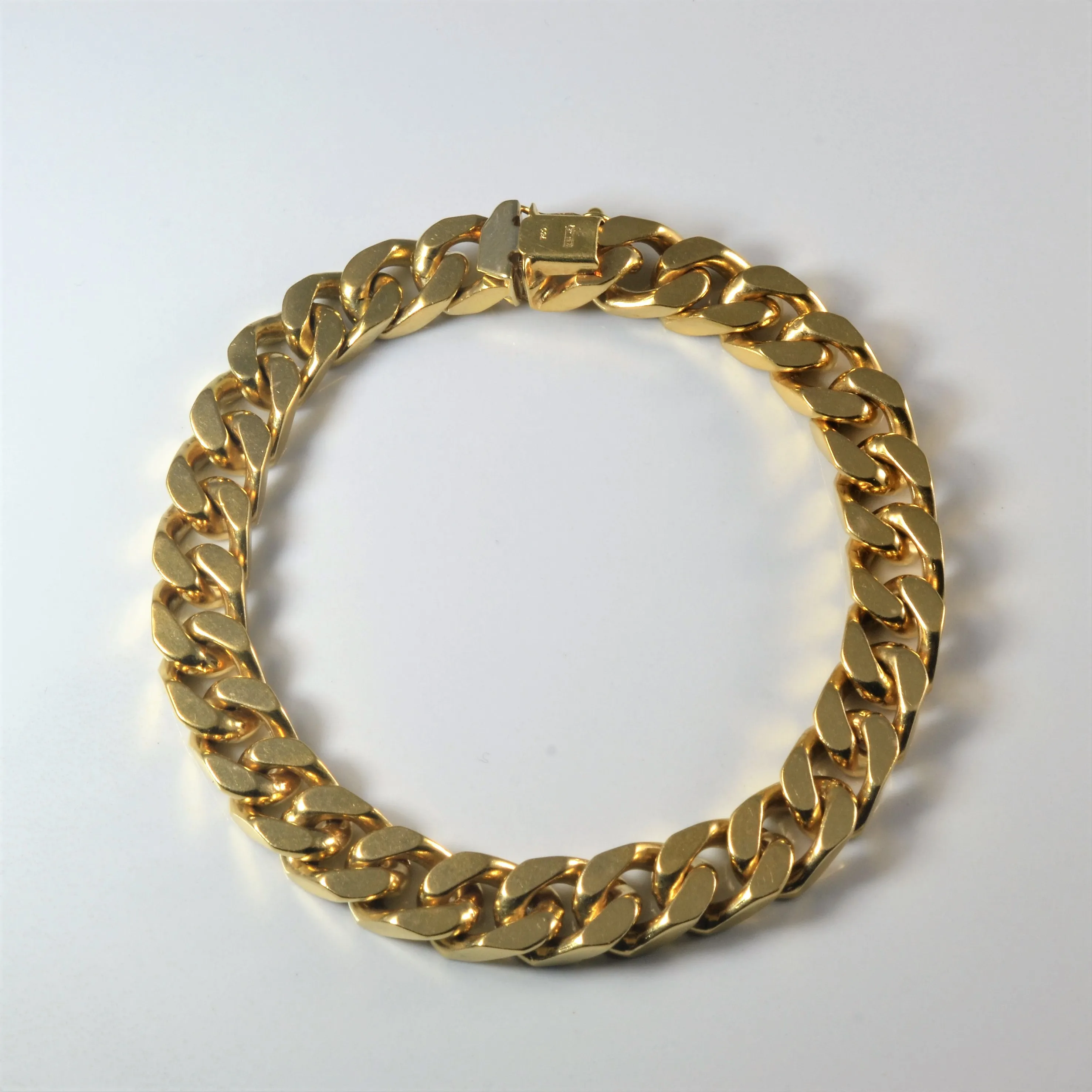 18k Yellow Gold Cuban Chain Bracelet | 9" | Textured Finish