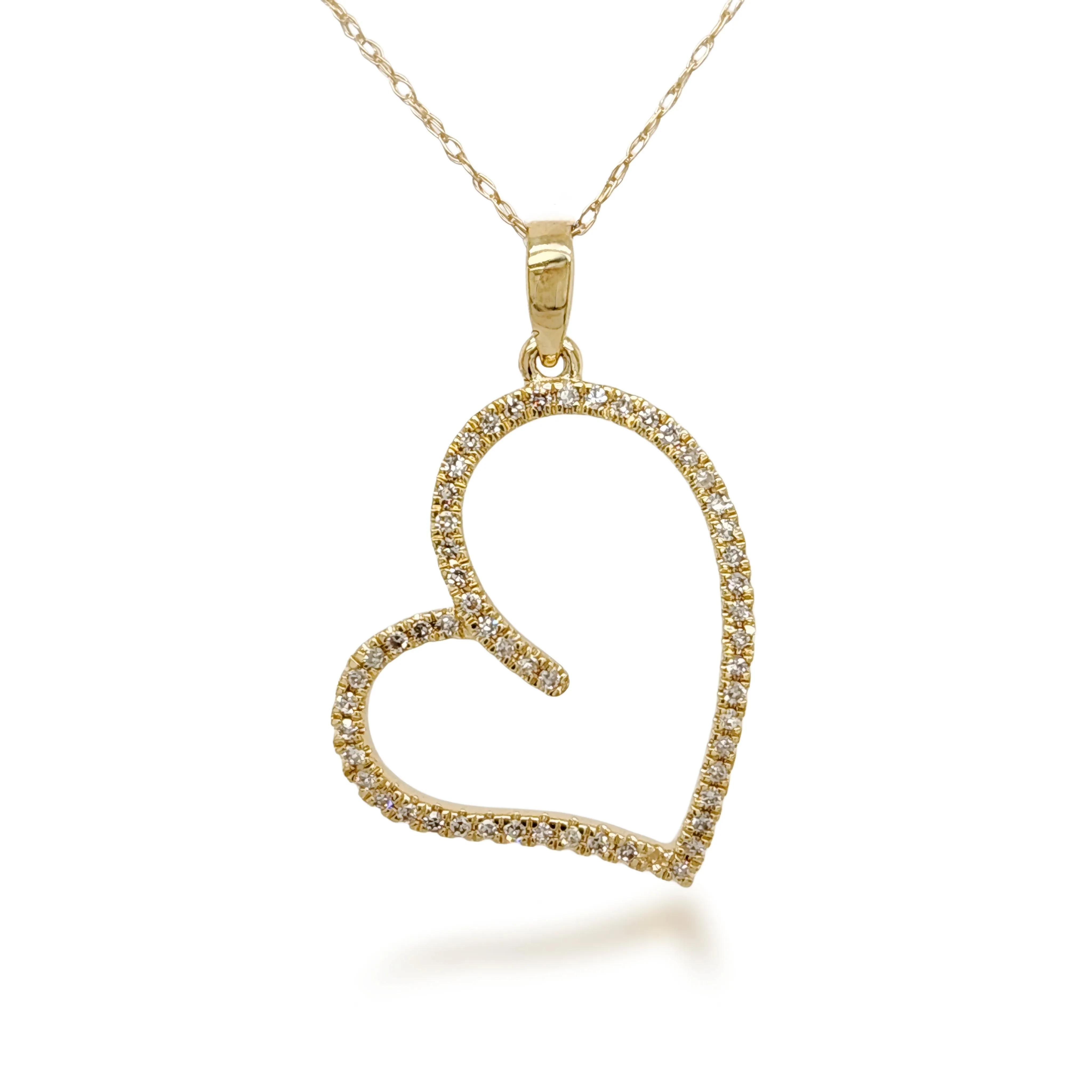 Timeless Trend Excellent Accessory 10K Gold Diamond Heart Necklace