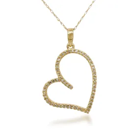 Timeless Trend Excellent Accessory 10K Gold Diamond Heart Necklace