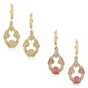 Delicate Accent Metallic Trinket Surgical Steel Teardrop With CZ Earring