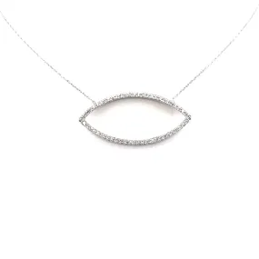 Rhodium Plated Sterling Silver CZ Marquis Necklace Signature Detail Urban Style