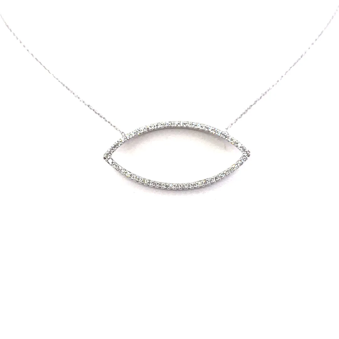 Rhodium Plated Sterling Silver CZ Marquis Necklace Networking Item Wedding Day Item