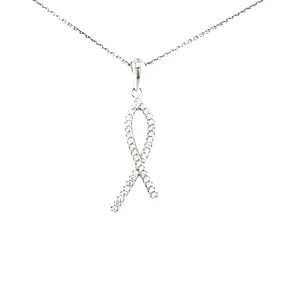 Sterling Silver Twist CZ Pendant Necklace Evening Accessory Marvelous Gift