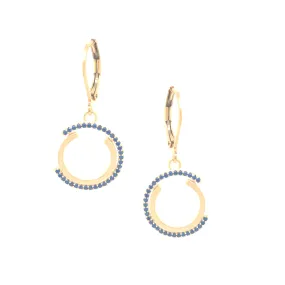 Matte Gold Plated Surgical Steel Concentric Circle Earrings (Blue) Bright Adornment Minimalist Embellishment