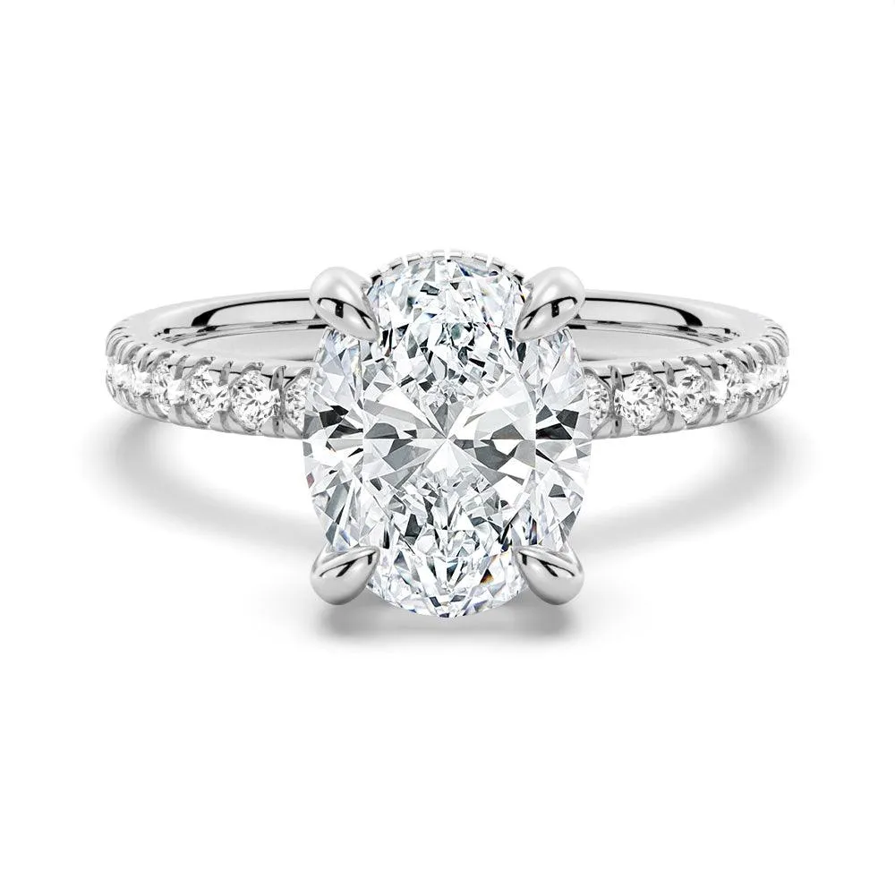 Micropav?? Oval Moissanite Engagement Ring With Hidden Halo Modern Flow