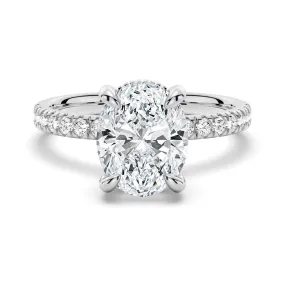 Micropav?? Oval Moissanite Engagement Ring With Hidden Halo Lightweight Package