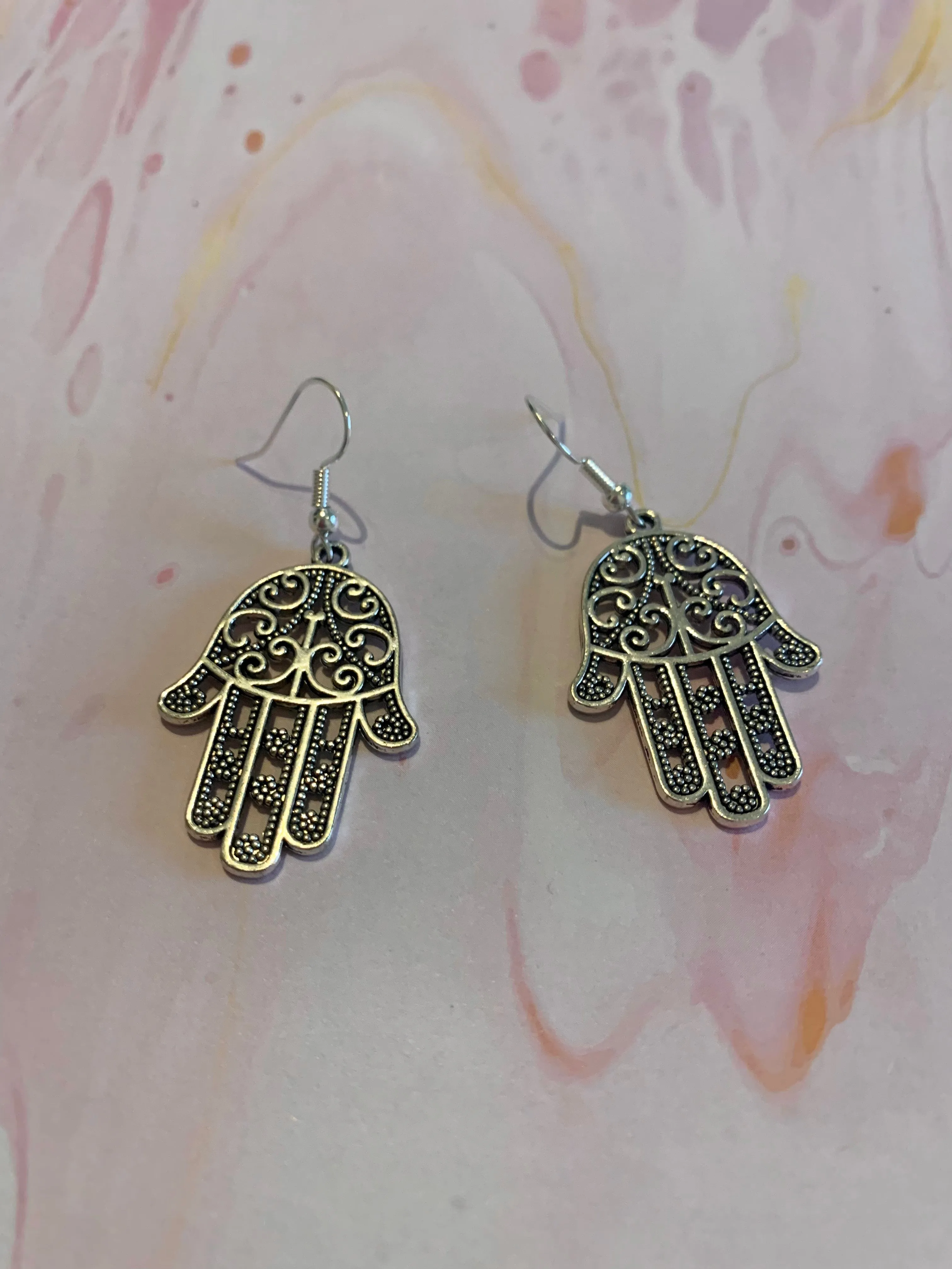 Contemporary Detail Star-Shaped Jewelry Hamsa Hand Earrings
