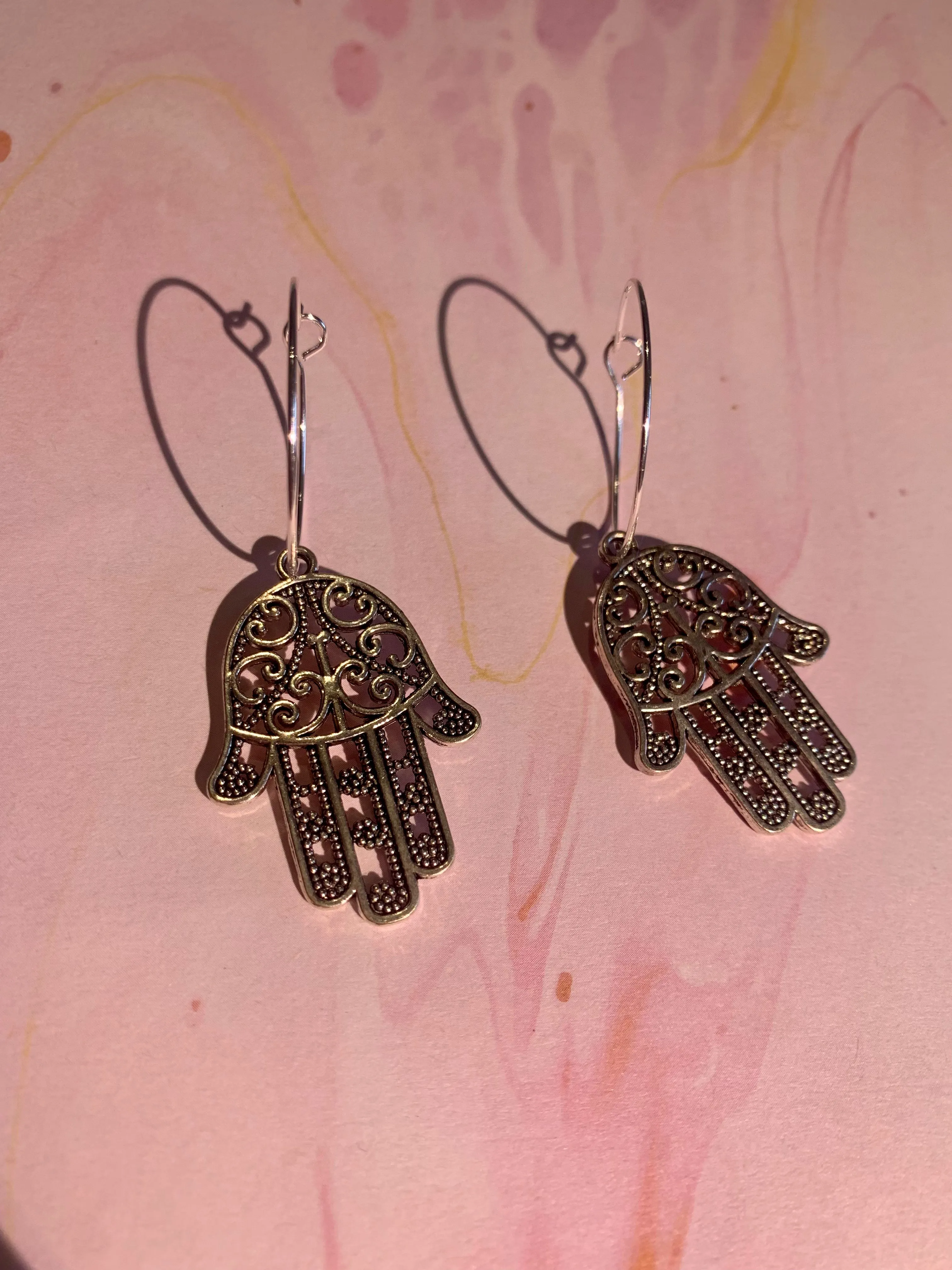 Durable Accent Delicate Ornament Hamsa Hand Earrings