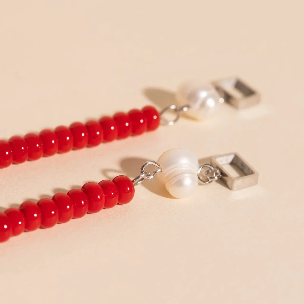 Reel Pearl Beaded Huggie Hoop Charms Vintage Choice Social Jewelry