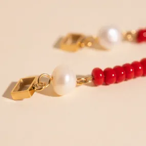 Exquisite Decor Reel Pearl Beaded Huggie Hoop Charms