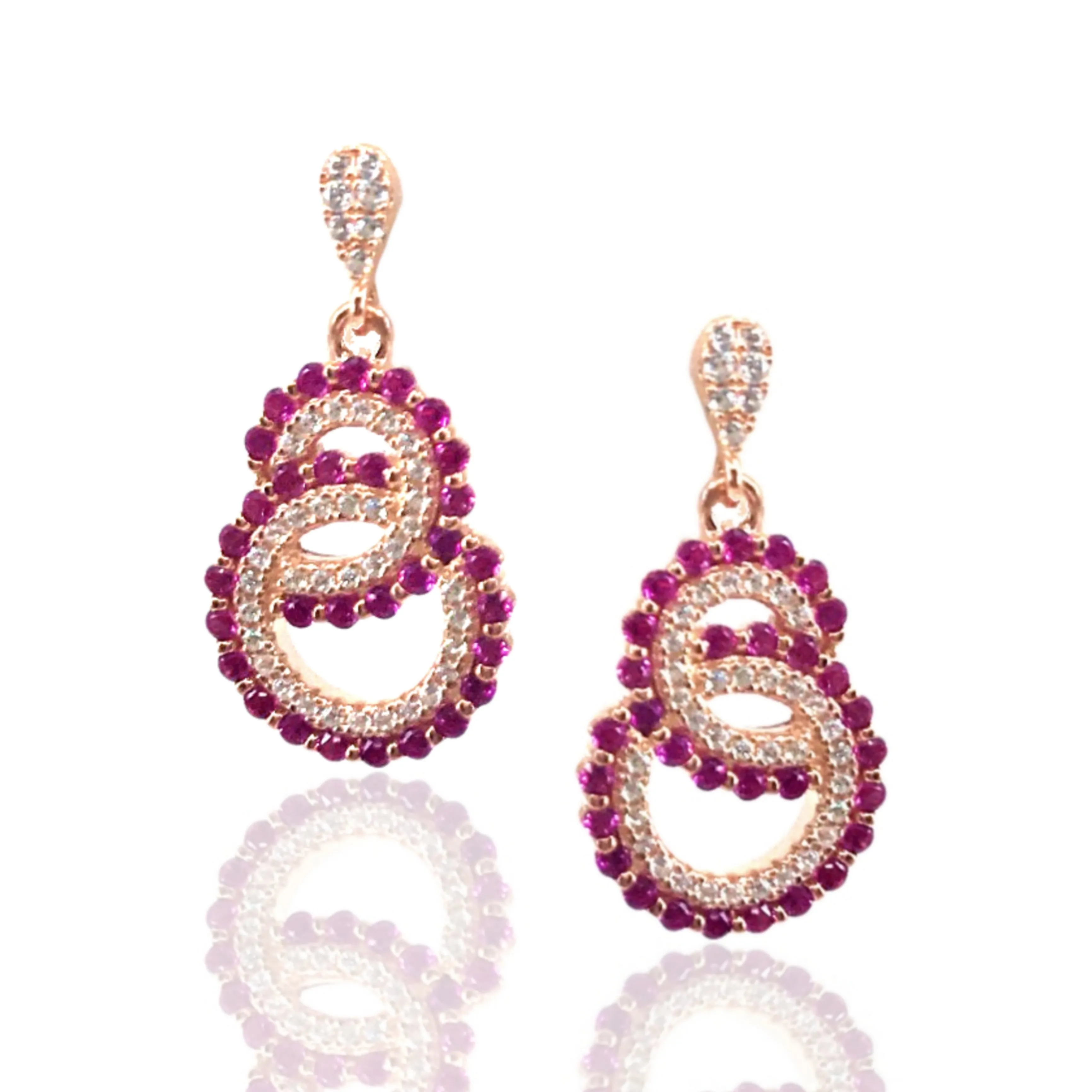 Sterling Silver Micro Pave Double Circle Earrings Festive Ornament