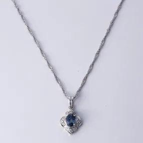 Minimalist Edge Polished Spark 14k White Gold Sapphire Necklace | 0.66 ct, 0.10 ctw | 16"