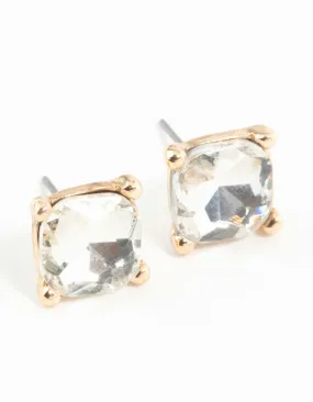 Square Diamante Set Stud Earrings Gleaming Shine Youthful Twist